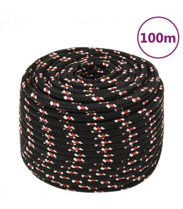 vidaXL Boat Rope Black 14 mm 100 m Polypropylene