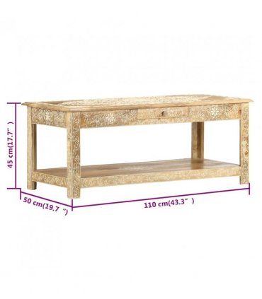 vidaXL Coffee Table | Brown | Solid mango wood | 110x50x45 cm | Coffee Table