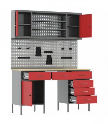 vidaXL Work Cabinet with Drawer 8 pcs Red Engineered Wood and Steel