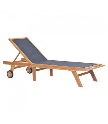 vidaXL Sunlounger | Brown | Solid Teak wood | Standard | Foldable | Sunlounger