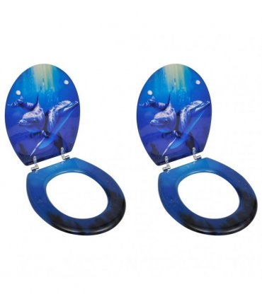 vidaXL Toilet Seats with Lids 2 pcs MDF Dolphin