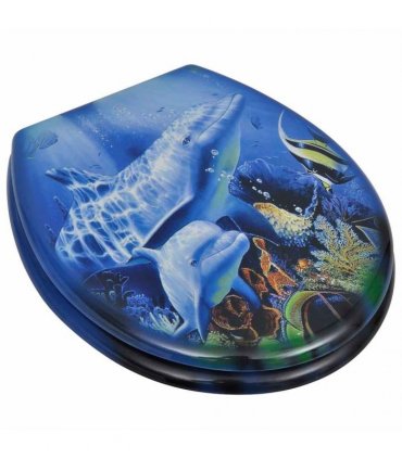 vidaXL Toilet Seats with Lids 2 pcs MDF Dolphin