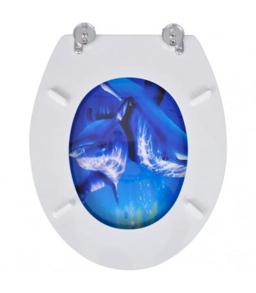 vidaXL Toilet Seats with Lids 2 pcs MDF Dolphin