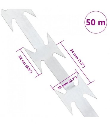 vidaXL Razor Wire Silver 5000 x 1.9 cm Galvanised steel