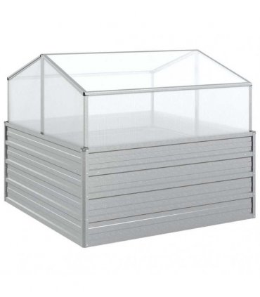 vidaXL Garden Raised Bed with Greenhouse 100x100x85 cm Silver