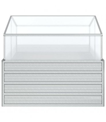 vidaXL Garden Raised Bed with Greenhouse 100x100x85 cm Silver