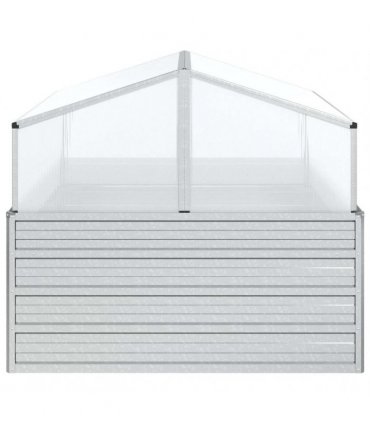 vidaXL Garden Raised Bed with Greenhouse 100x100x85 cm Silver