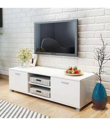 vidaXL TV Cabinet High-Gloss White 140x40.5x35 cm