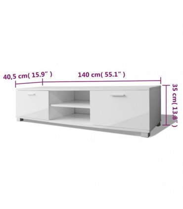 vidaXL TV Cabinet High-Gloss White 140x40.5x35 cm