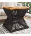 vidaXL Coffee Table with Wire Base Black 38x38x38 cm Solid Wood Acacia