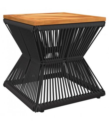 vidaXL Coffee Table with Wire Base Black 38x38x38 cm Solid Wood Acacia