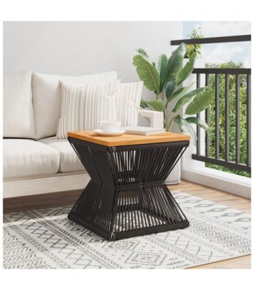 vidaXL Coffee Table with Wire Base Black 38x38x38 cm Solid Wood Acacia