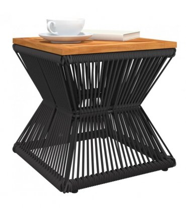 vidaXL Coffee Table with Wire Base Black 38x38x38 cm Solid Wood Acacia