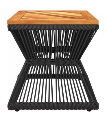 vidaXL Coffee Table with Wire Base Black 38x38x38 cm Solid Wood Acacia