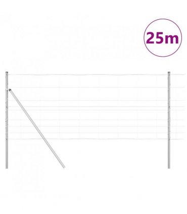 vidaXL Ground Fix Welded Wire Fence 25 x 1 m Galvanised Steel Silver