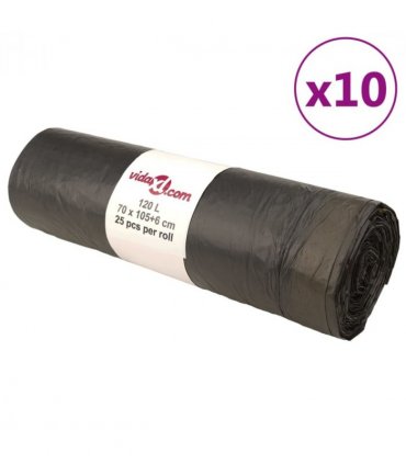 vidaXL Bin Bags with Drawstrings 250 pcs Black 120 L