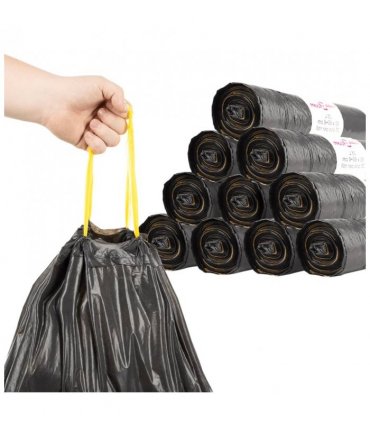 vidaXL Bin Bags with Drawstrings 250 pcs Black 120 L