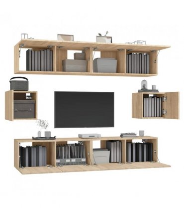vidaXL 6 Piece TV Cabinet Set Sonoma Oak Engineered Wood