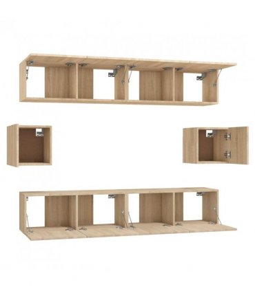 vidaXL 6 Piece TV Cabinet Set Sonoma Oak Engineered Wood