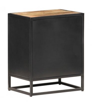 vidaXL Bedside Cabinet 40x30x50 cm Rough Mango Wood and Natural Cane