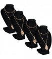 Flannel Jewelry Holder Necklace Bust Black 9 x 8.5 x 15 cm 4 pcs