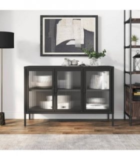 vidaXL Sideboard Black 105x35x70 cm Glass and Steel