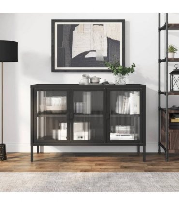 vidaXL Sideboard Black 105x35x70 cm Glass and Steel