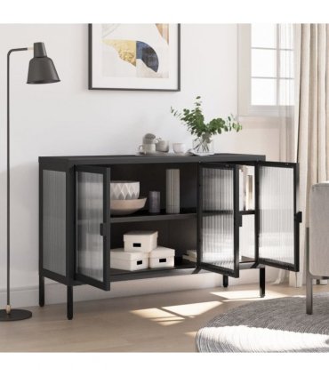 vidaXL Sideboard Black 105x35x70 cm Glass and Steel