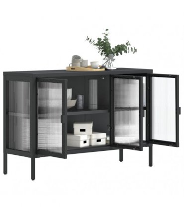 vidaXL Sideboard Black 105x35x70 cm Glass and Steel