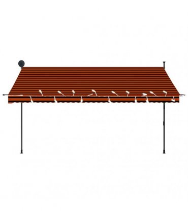 vidaXL Manual Retractable Awning with LED 350 cm Orange and Brown
