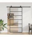 vidaXL Sliding Door with Hardware Set Black 102x205 cm ESG Glass
