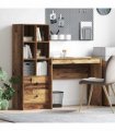 vidaXL Desk with Drawer with Shelf with Storage 2 pcs Old Wood