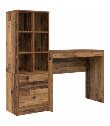 vidaXL Desk with Drawer with Shelf with Storage 2 pcs Old Wood