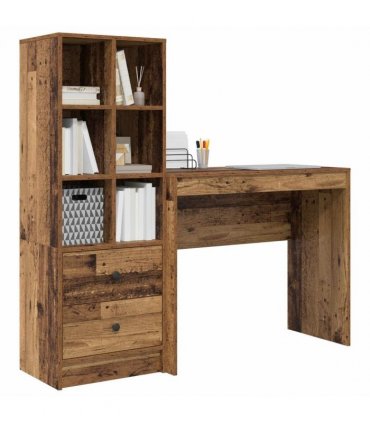 vidaXL Desk with Drawer with Shelf with Storage 2 pcs Old Wood