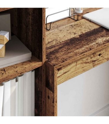 vidaXL Desk with Drawer with Shelf with Storage 2 pcs Old Wood