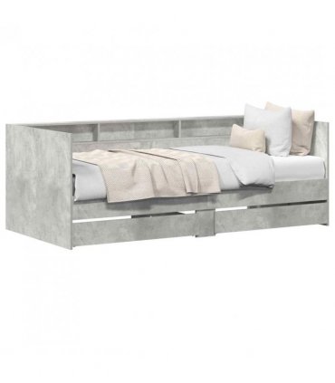 vidaXL Day Bed with Drawer Grey 90 x 200 cm Engineered Wood