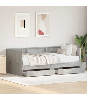vidaXL Day Bed with Drawer Grey 90 x 200 cm Engineered Wood