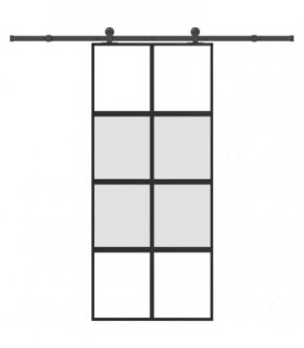 vidaXL Sliding Door with Hardware Set 90x205 cm Tempered Glass and Aluminium