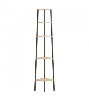 vidaXL 5-Tier Corner Shelf Light Brown and Black 45.5x31.5x180 cm