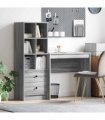 vidaXL Desk with Drawer with Shelf with Storage 2 pcs Grey Sonoma