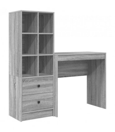 vidaXL Desk with Drawer with Shelf with Storage 2 pcs Grey Sonoma