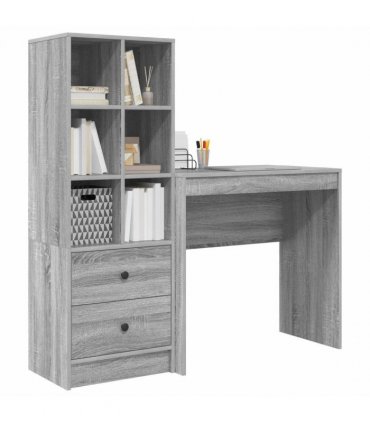 vidaXL Desk with Drawer with Shelf with Storage 2 pcs Grey Sonoma