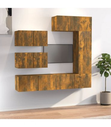 vidaXL 6 Piece TV Cabinet Set Smoked Oak Engineered Wood