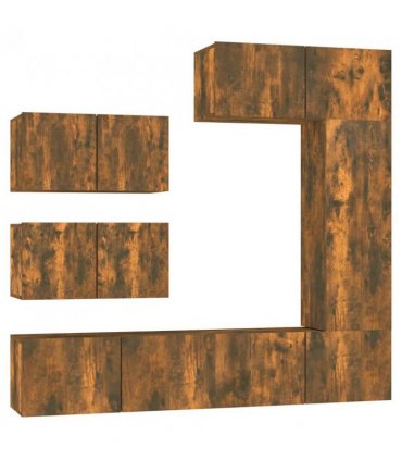 vidaXL 6 Piece TV Cabinet Set Smoked Oak Engineered Wood