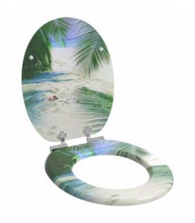 vidaXL Soft-Close Toilet Seat Green 44 x 38 cm MDF board
