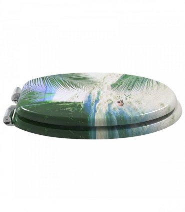 vidaXL Soft-Close Toilet Seat Green 44 x 38 cm MDF board