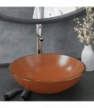 vidaXL Bathroom Sink with Tap and Push Drain Brown Tempered Glass