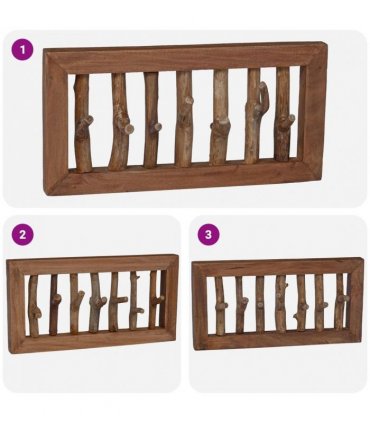 vidaXL Coat Hook Natural 50 x 10 x 25 cm Solid Mahogany Wood