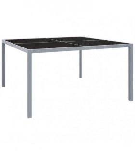 vidaXL Garden Table 130x130x72 cm Grey Steel and Glass