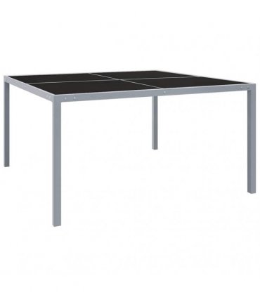 vidaXL Garden Table 130x130x72 cm Grey Steel and Glass
